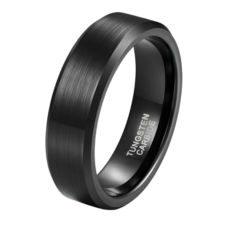 Black Tungsten Engagement Ring for Her