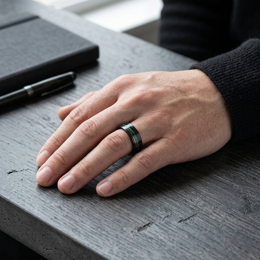 Black Tungsten Galaxy Ring – 8mm Wedding Band