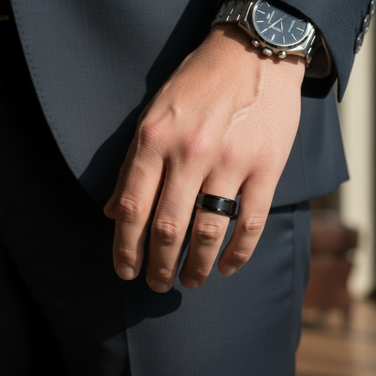 Black Tungsten Wedding Band – Minimal & Timeless Unity