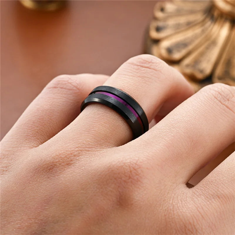 Black and Purple Tungsten Ring