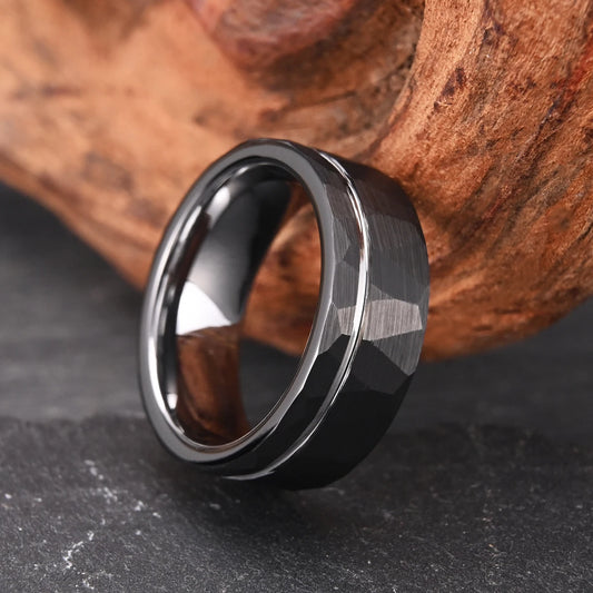 Black and silver tungsten ring