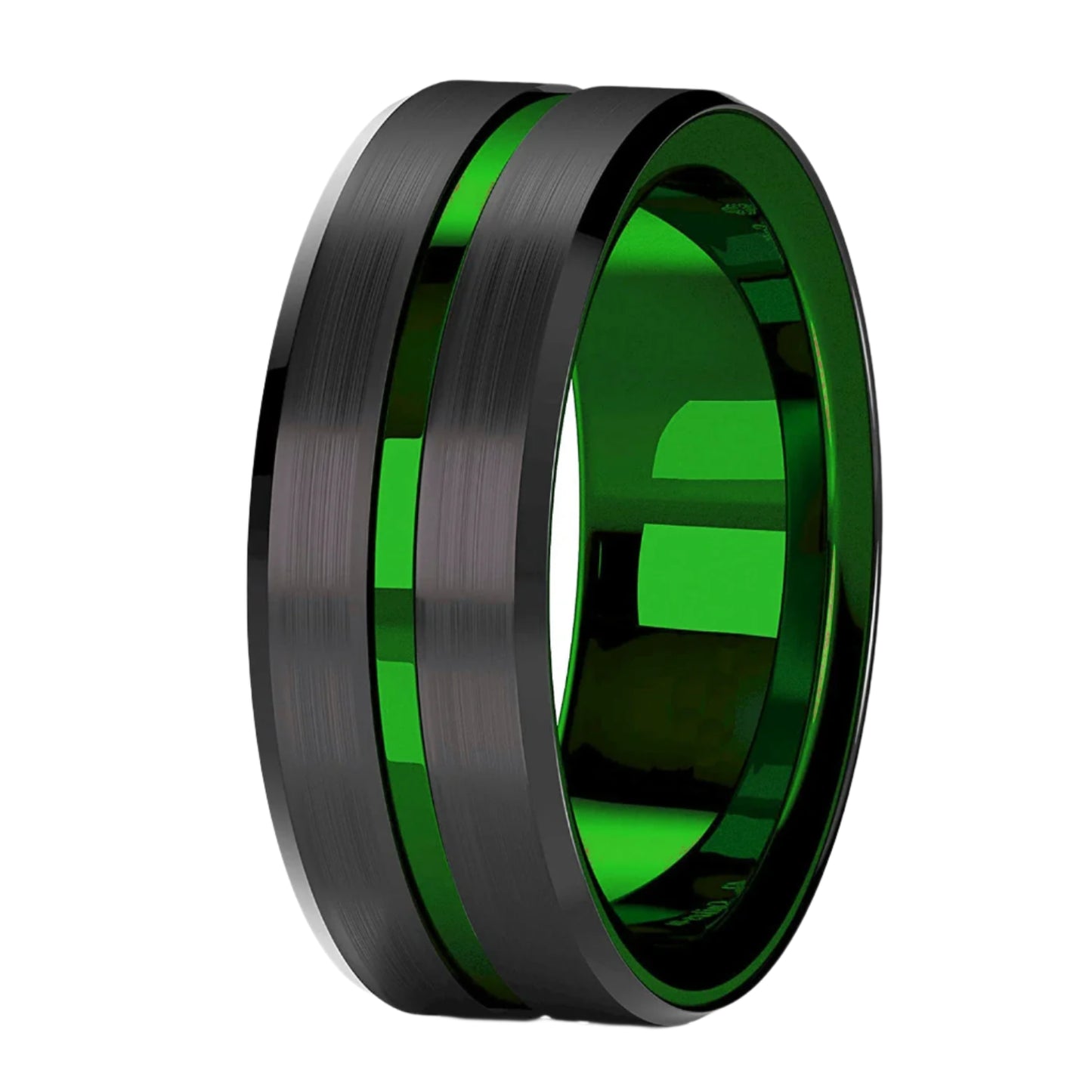 Black and Green Tungsten Ring