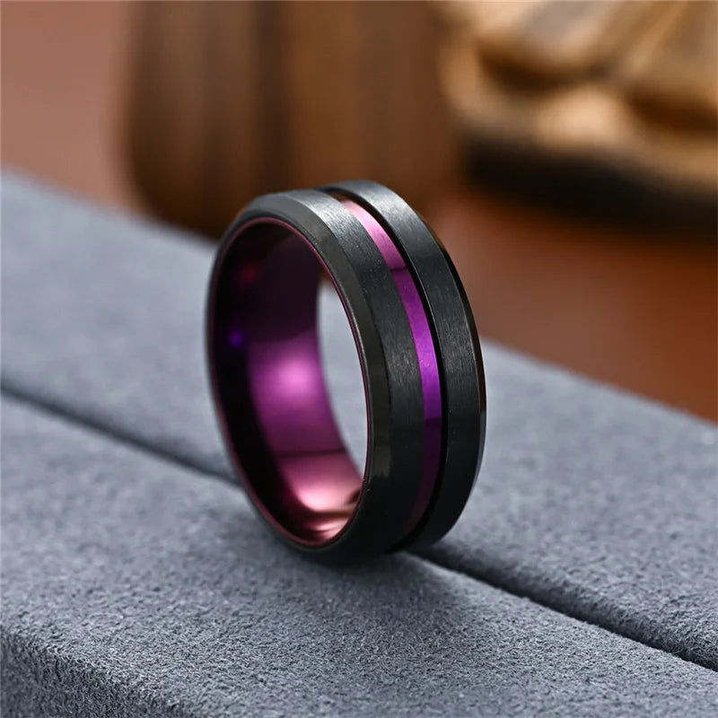Black and Purple Tungsten Ring