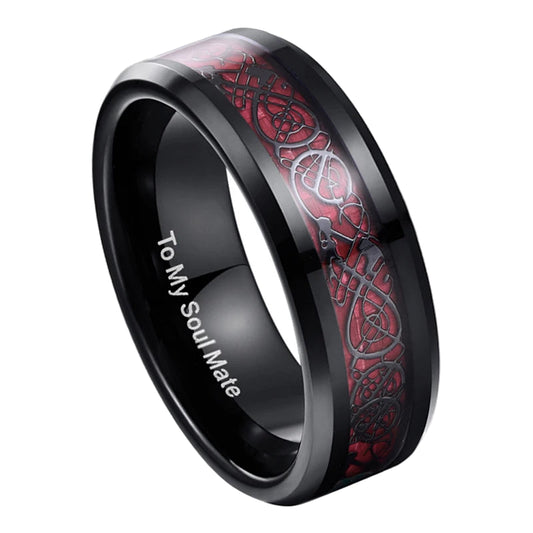Black and Red Carbon Fiber Ring