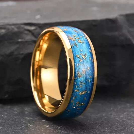 Blue Quicksand Tungsten Ring