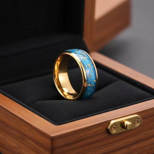 Blue Quicksand Tungsten Ring