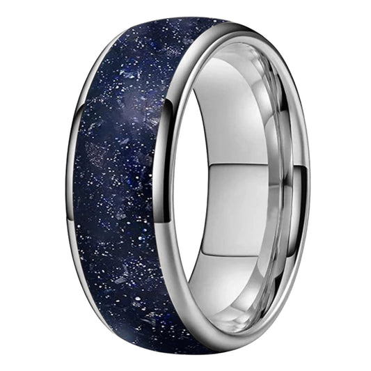 Blue Sandstone 'Galaxy' Tungsten Ring - Comfort Fit (6/8mm)