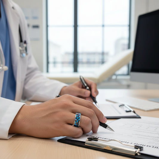 Blue Agate Tungsten Ring