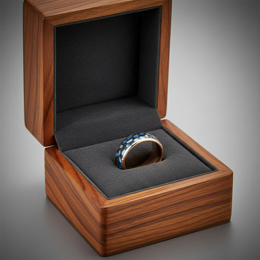 Blue Agate Tungsten Ring