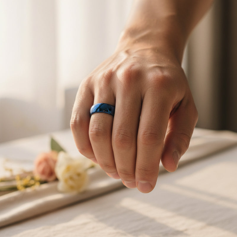 Blue Tungsten Men’s Ring