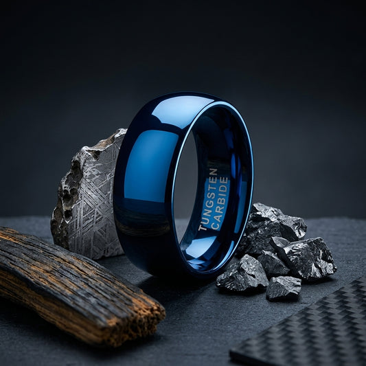 Blue Tungsten Wedding Band