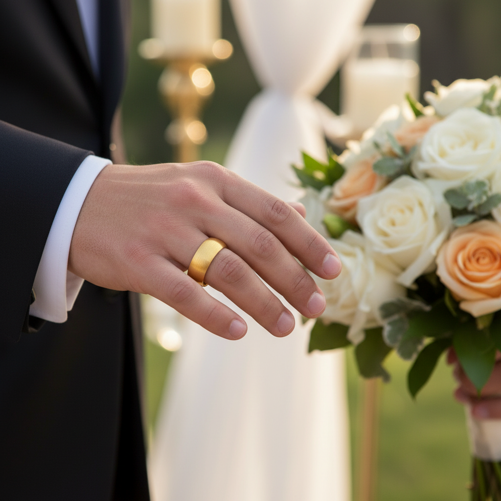 Brushed Gold Tungsten Ring