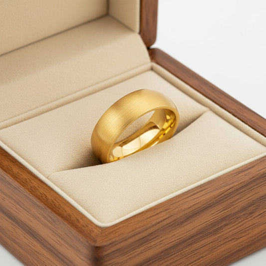 Brushed Gold Tungsten Ring
