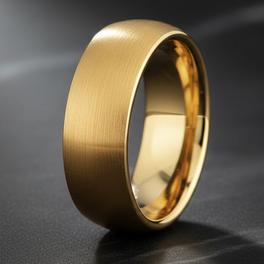 Brushed Gold Tungsten Ring