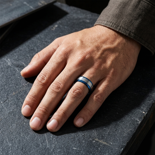 Brushed Silver Tungsten Steel Couple Wedding Band