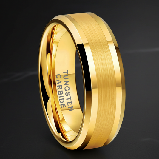 Brushed gold Tungsten Wedding Band