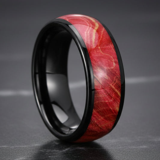 Burgundy Wood Tungsten Ring