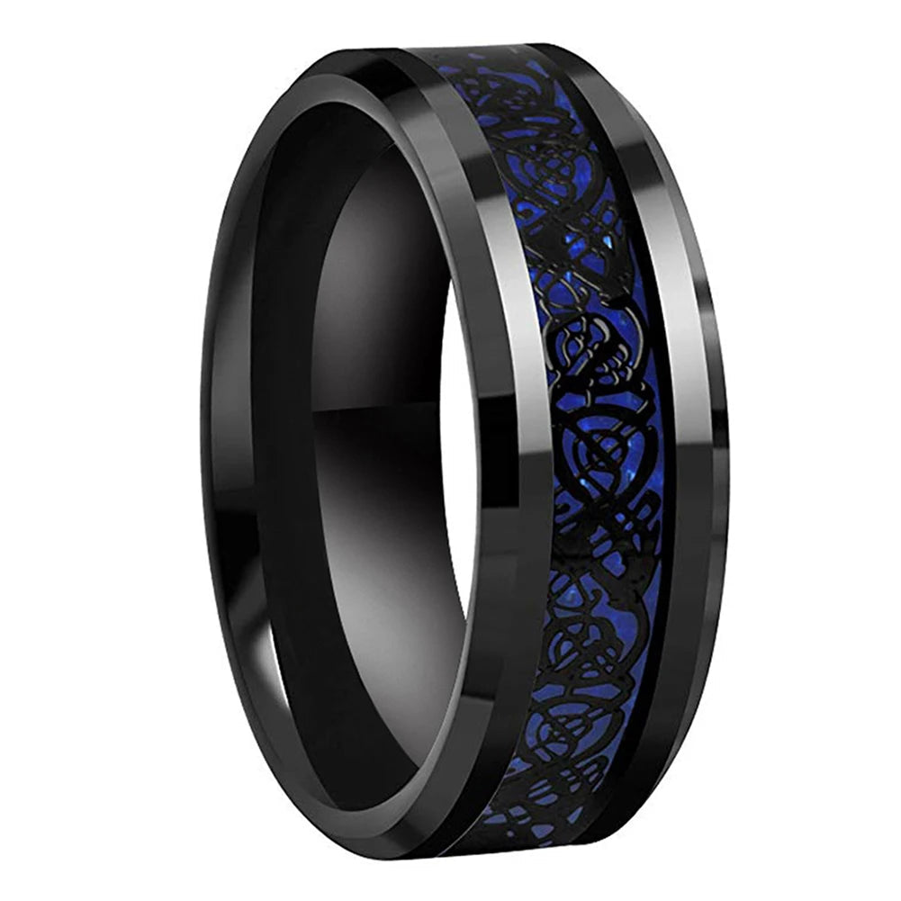 Carbon Fiber Inlay Dragon Ring