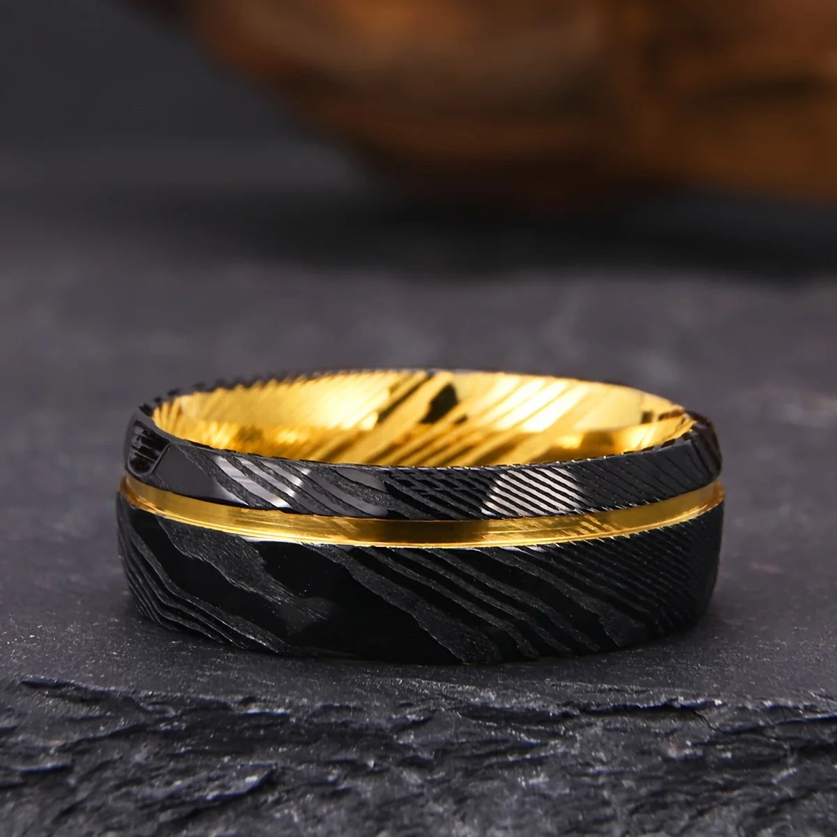 Classic Damascus steel fashion ring