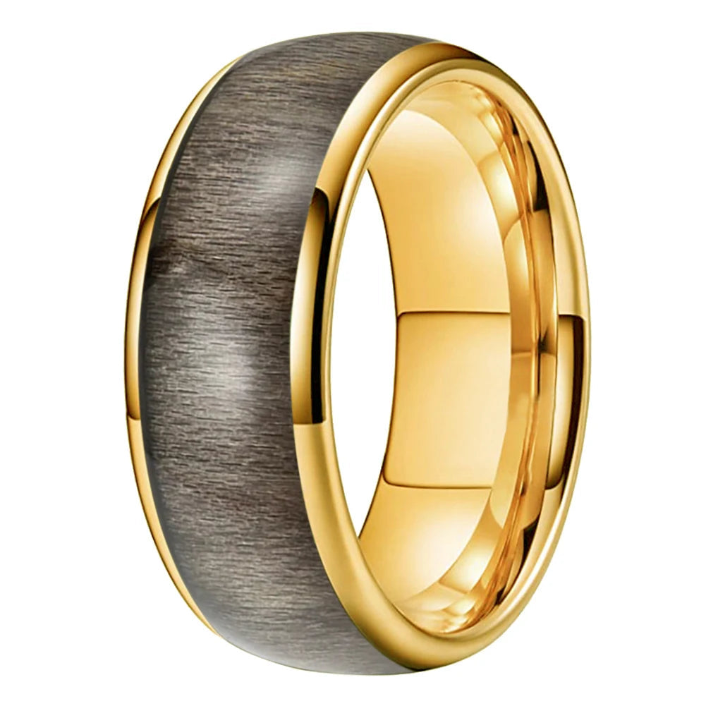 Dome Polished Tungsten Ring with Bird's Eye Maple