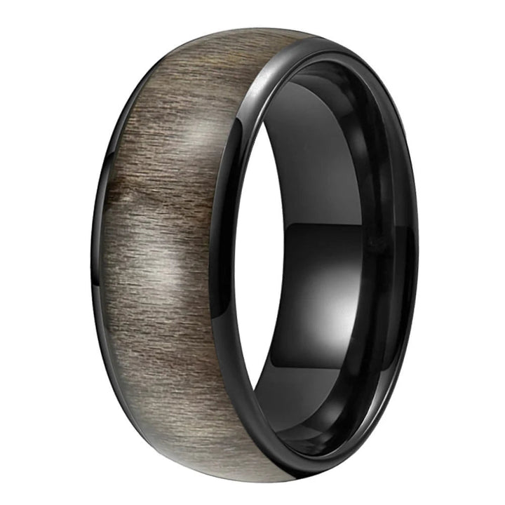 Dome Polished Tungsten Ring with Bird's Eye Maple