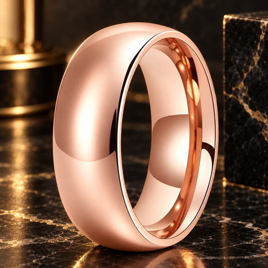 Dome Polished Rose Gold Tungsten Carbide Ring