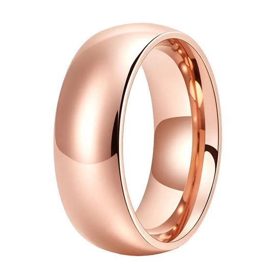 Dome Polished Rose Gold Tungsten Carbide Ring