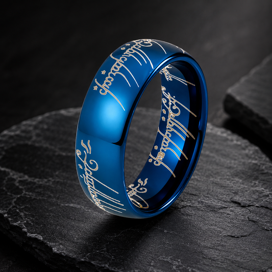 Domed Polished Engraved Tungsten Wedding Band