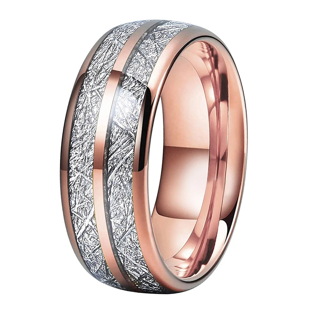 Domed Polished Tungsten Meteorite Ring - Comfort Fit