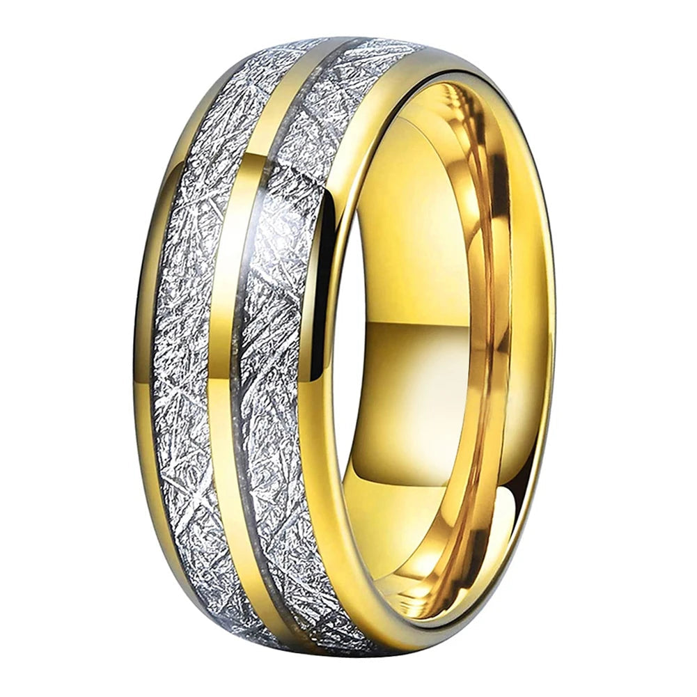 Domed Polished Tungsten Meteorite Ring - Comfort Fit