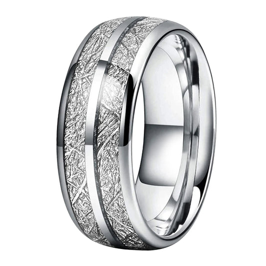 Domed Polished Tungsten Meteorite Ring - Comfort Fit