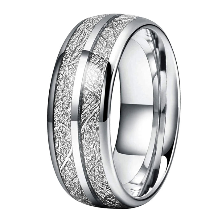 Domed Polished Tungsten Meteorite Ring - Comfort Fit