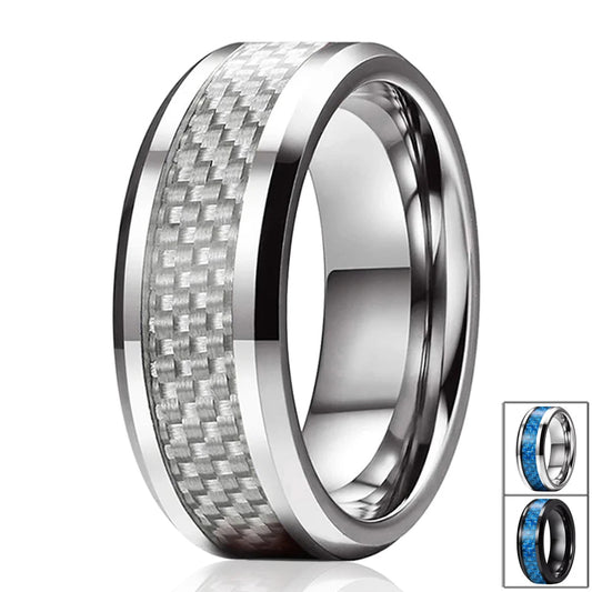 Dual-Color Carbon Fiber Tungsten Wedding Band