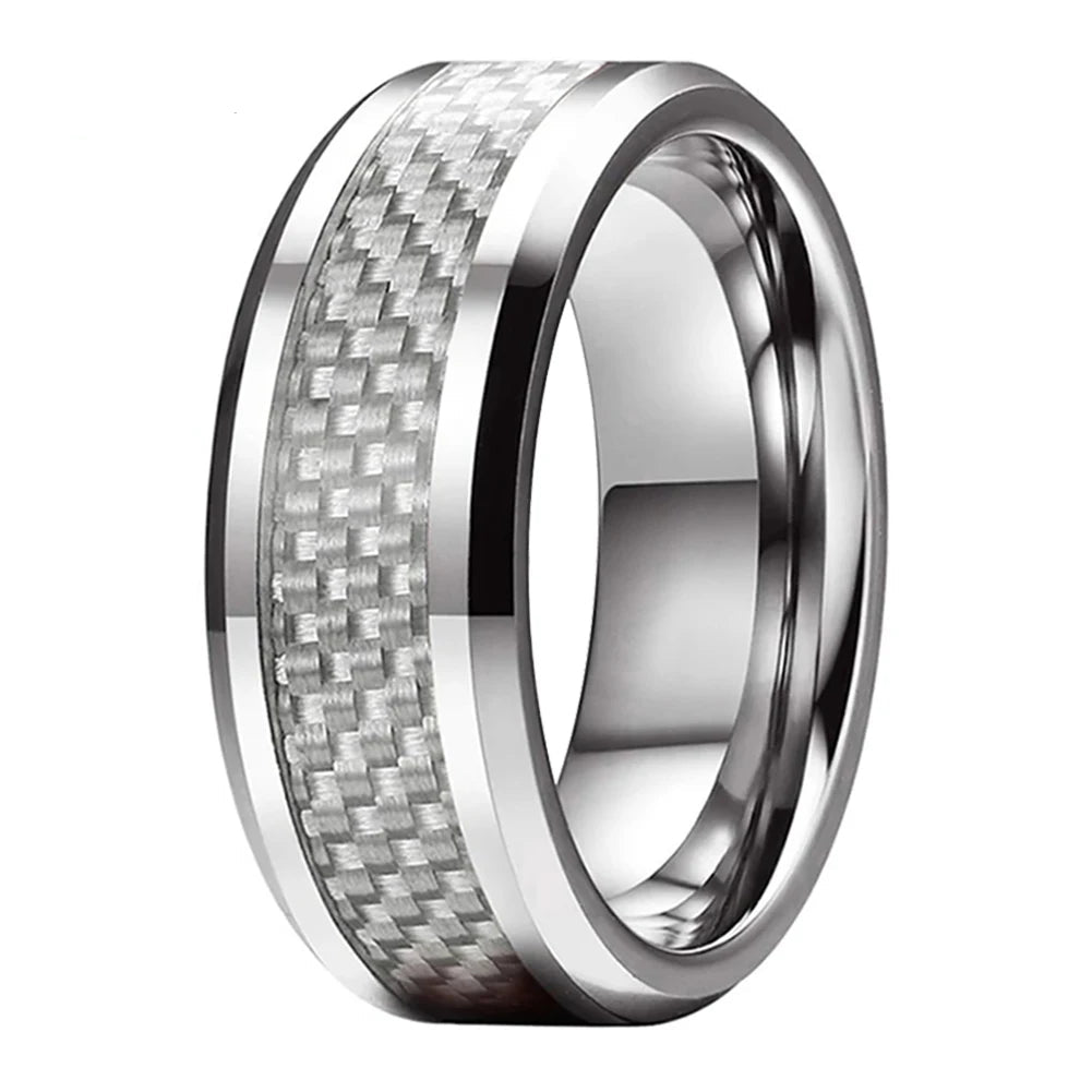 Dual-Color Carbon Fiber Tungsten Wedding Band