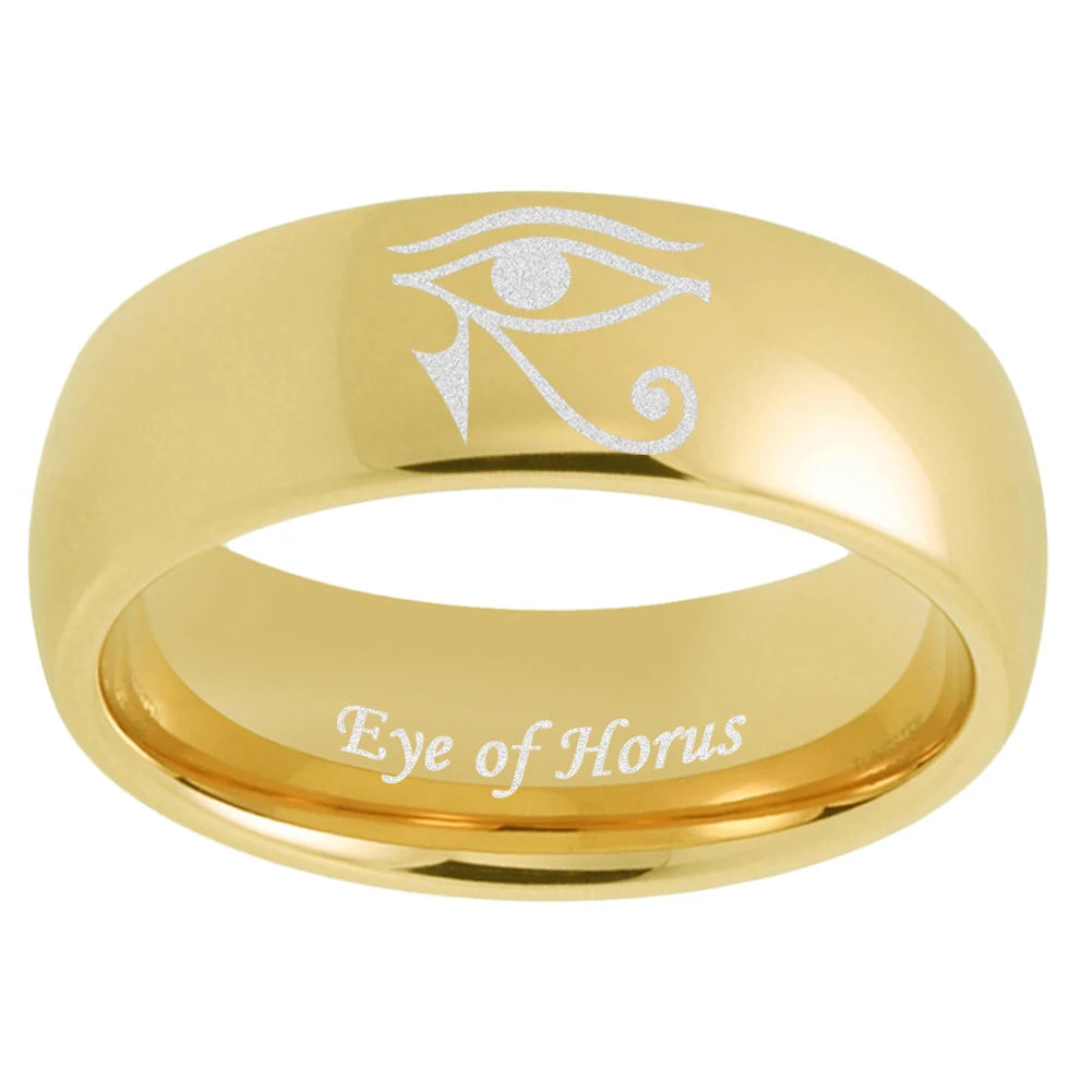 Eye of Horus Engraved Tungsten Wedding Band