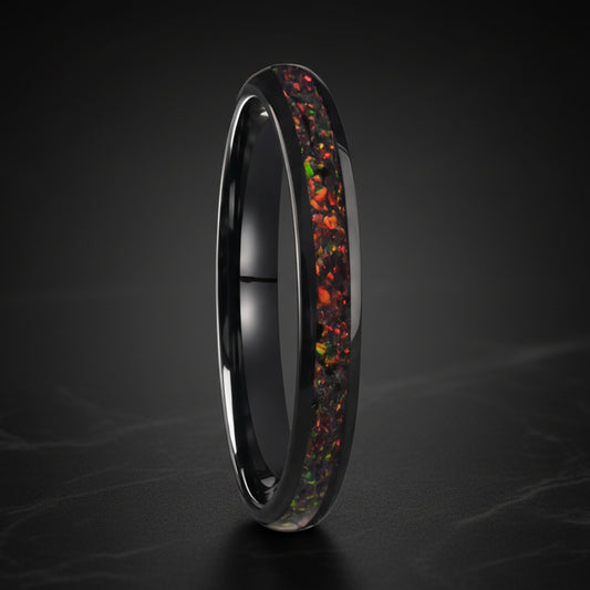 Fire Opal Tungsten Ring