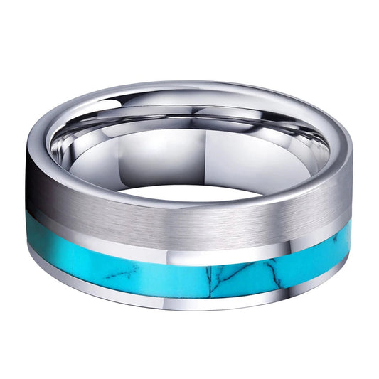 Flat Shell Inlay Tungsten Ring