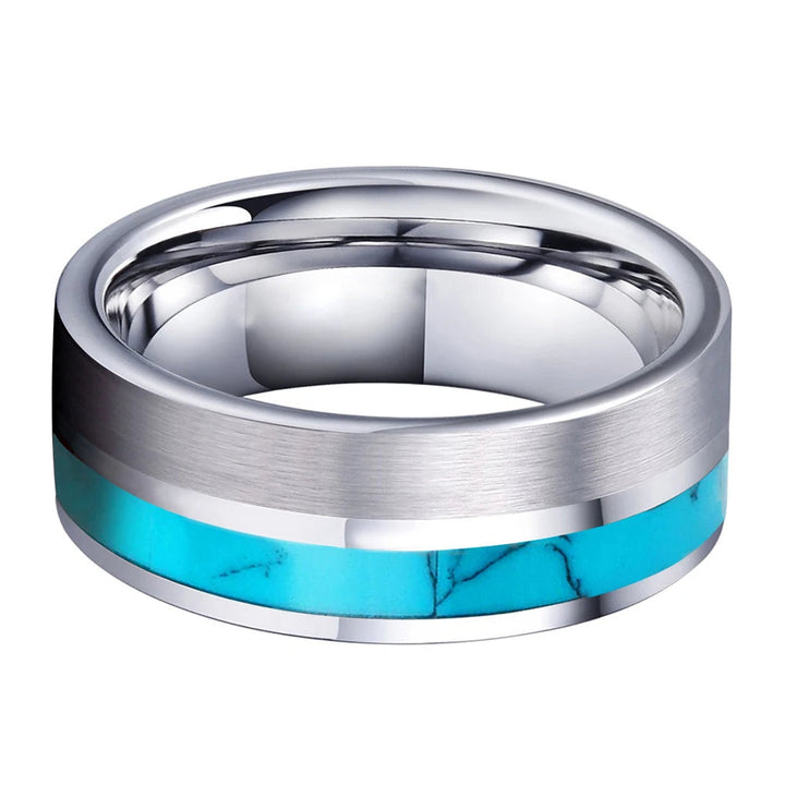 Flat Shell Inlay Tungsten Ring