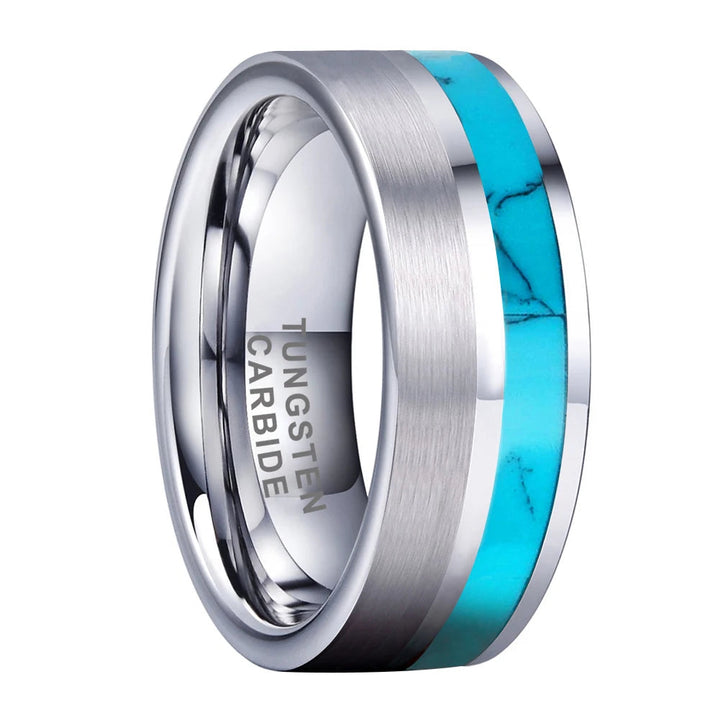 Flat Shell Inlay Tungsten Ring