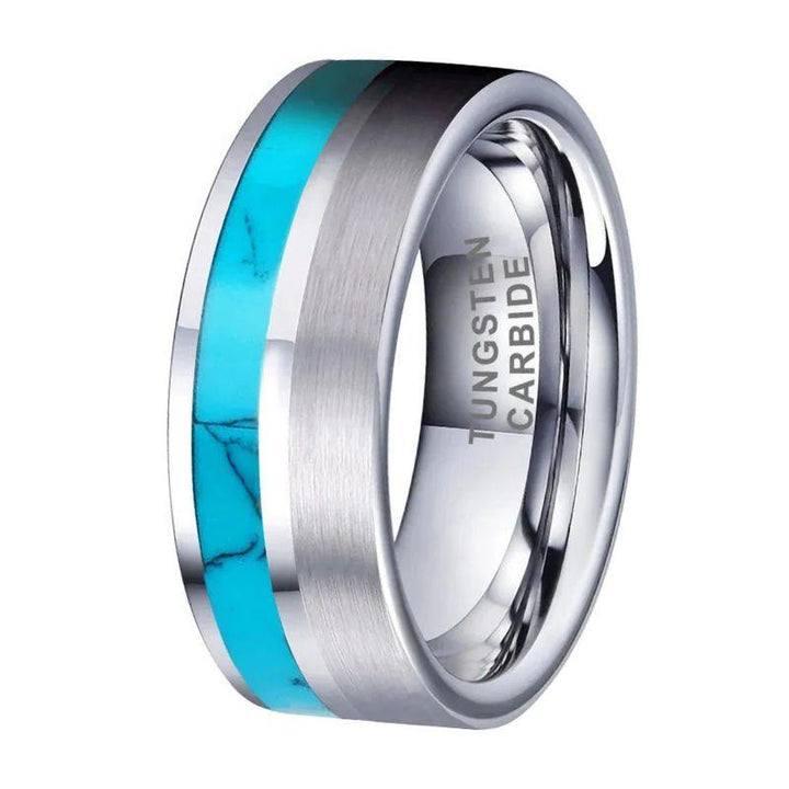 Flat Shell Inlay Tungsten Ring