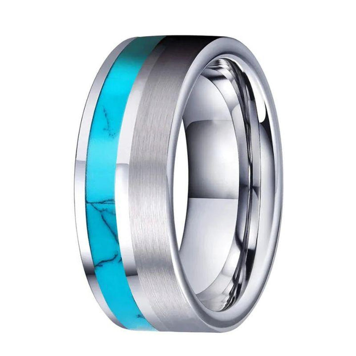 Flat Shell Inlay Tungsten Ring