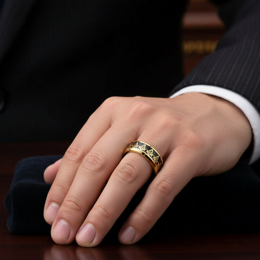 Freemason Inlay Tungsten Ring