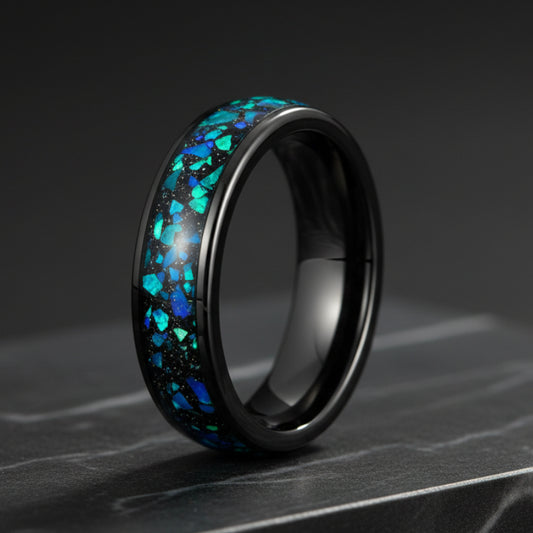 Galaxy Opal Inlay Tungsten Ring