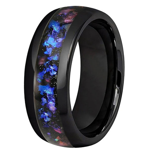 Galaxy Opal Inlay Tungsten Wedding Band