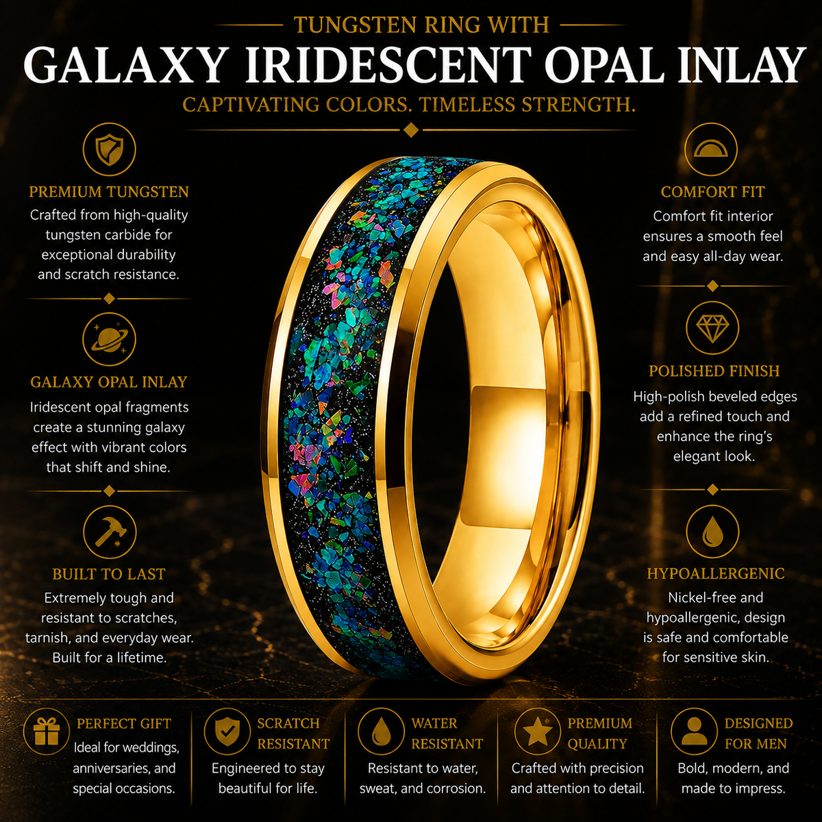 Galaxy Opal Tungsten Ring