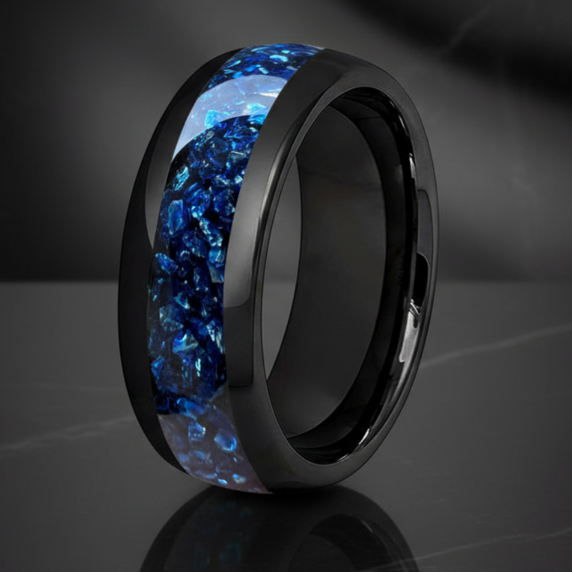 Gemstone Inlay Tungsten Carbide Ring