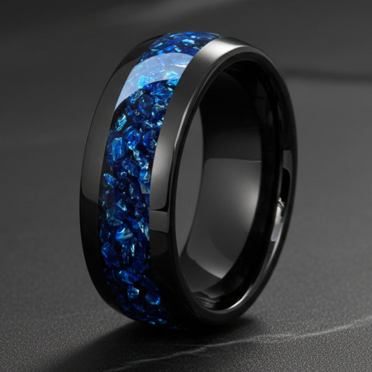 Gemstone Inlay Tungsten Carbide Ring