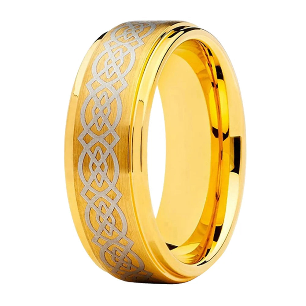 Gold Celtic Knot Tungsten Ring