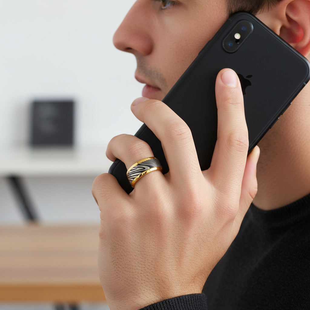 Gold_Stainless_Steel_Damascus_Ring