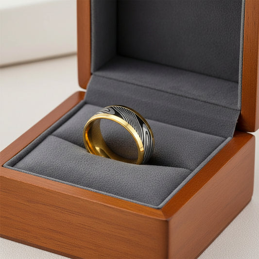 Gold_Stainless_Steel_Damascus_Ring